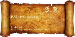 Bálint Maxim névjegykártya